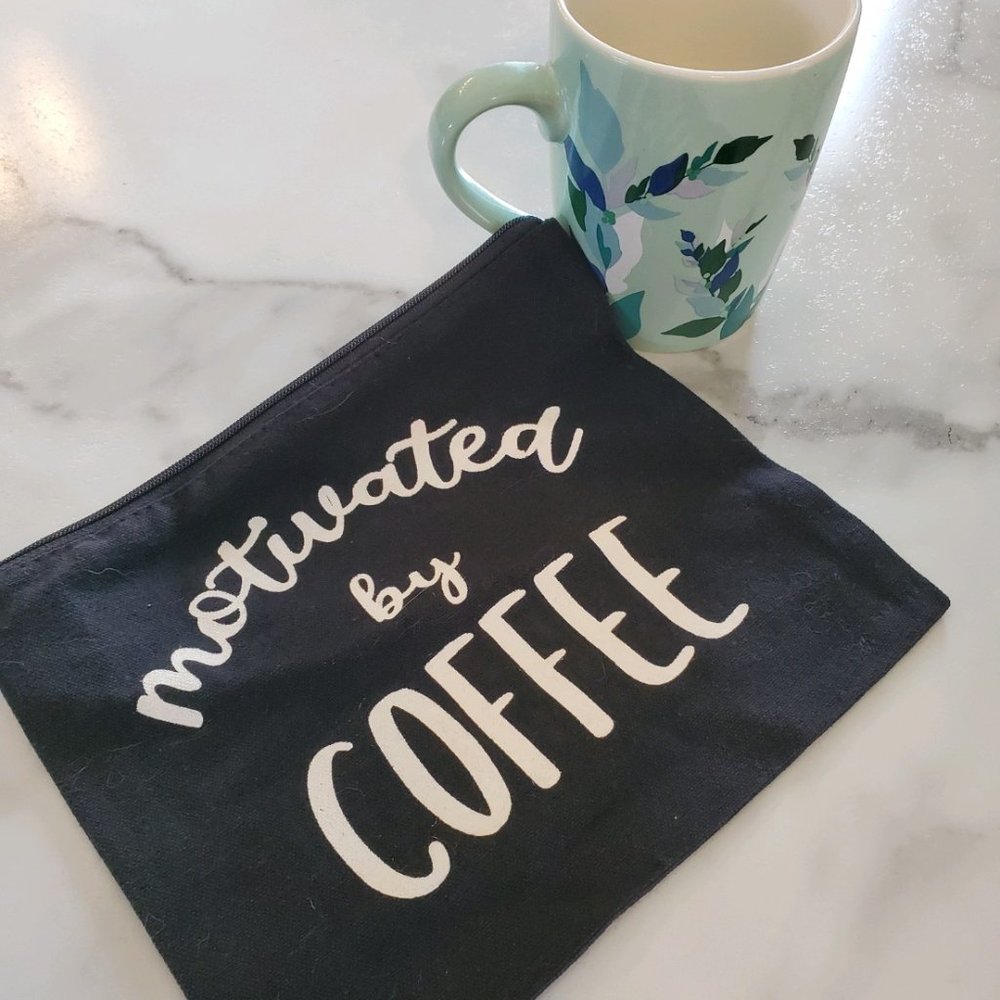 Motivated By Coffee Canvas Zipper Pouch Bag